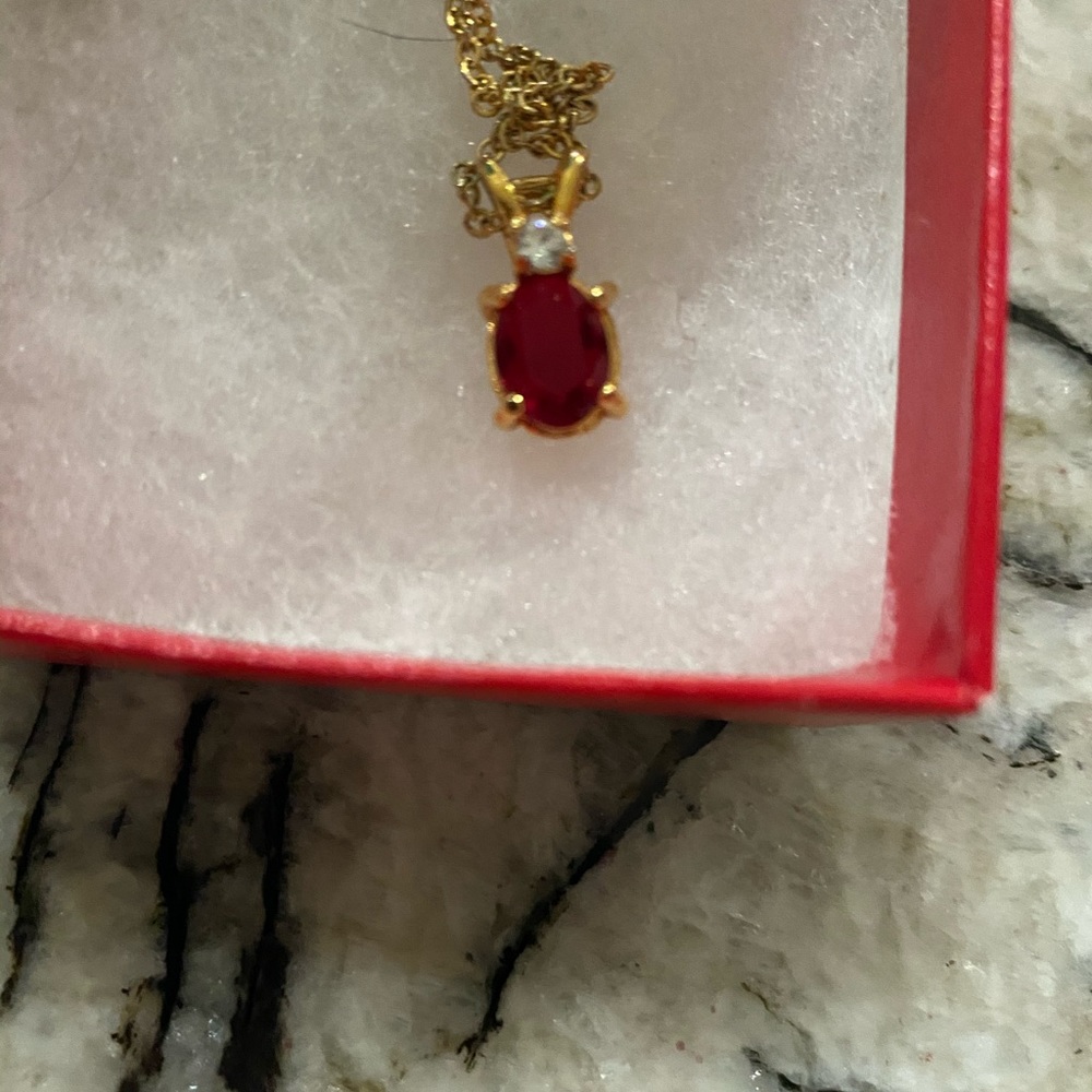 Ruby Necklace with Gold Chain